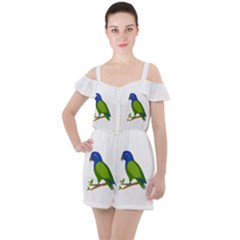 Pionus T-shirtwhite Look Calm Pionus 01 T-shirt Ruffle Cut Out Chiffon Playsuit by EnriqueJohnson