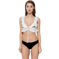 Pionus T-shirtwhite Look Calm Pionus 01 T-shirt Low Cut Ruffle Edge Bikini Top