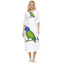 Pionus T-shirtwhite Look Calm Pionus 01 T-shirt Double Cuff Midi Dress by EnriqueJohnson