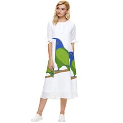 Pionus T-shirtwhite Look Calm Pionus 01 T-shirt Bow Sleeve Chiffon Midi Dress by EnriqueJohnson