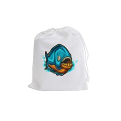 Piranha T-shirtwhite Look Calm Piranha 03 T-shirt Drawstring Pouch (medium) by EnriqueJohnson