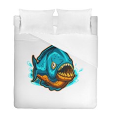 Piranha T-shirtwhite Look Calm Piranha 03 T-shirt Duvet Cover Double Side (full/ Double Size) by EnriqueJohnson