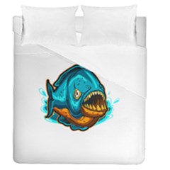 Piranha T-shirtwhite Look Calm Piranha 03 T-shirt Duvet Cover Double Side (queen Size) by EnriqueJohnson