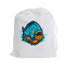 Piranha T-shirtwhite Look Calm Piranha 03 T-shirt Drawstring Pouch (2xl) by EnriqueJohnson