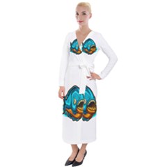 Piranha T-shirtwhite Look Calm Piranha 03 T-shirt Velvet Maxi Wrap Dress