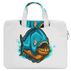 Piranha T-shirtwhite Look Calm Piranha 03 T-shirt Macbook Pro 13  Double Pocket Laptop Bag by EnriqueJohnson