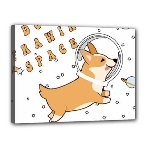 Frawing Space Dog Lover T- Shirt Cool Dog Frawing Space Dog Lover T- Shirt Canvas 16  x 12  (Stretched)