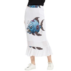 Piranha T-shirtwhite Look Calm Piranha 09 T-shirt Maxi Fishtail Chiffon Skirt