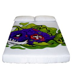 Piranha T-shirtwhite Look Calm Piranha 27 T-shirt Fitted Sheet (king Size) by EnriqueJohnson