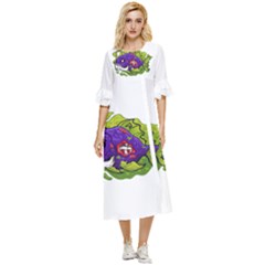 Piranha T-shirtwhite Look Calm Piranha 27 T-shirt Double Cuff Midi Dress by EnriqueJohnson