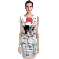 French Bulldog Christmas T- Shirt Christmas Santa Frenchie T- Shirt Sleeveless Velvet Midi Dress