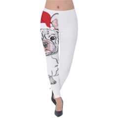 French Bulldog Christmas T- Shirt Christmas Santa Frenchie T- Shirt Velvet Leggings by ZUXUMI