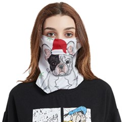 French Bulldog Christmas T- Shirt Christmas Santa Frenchie T- Shirt Face Covering Bandana (two Sides) by ZUXUMI