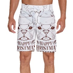 French Bulldog Christmas T- Shirt Happy Christmas Santa Frenchie T- Shirt Men s Beach Shorts by ZUXUMI