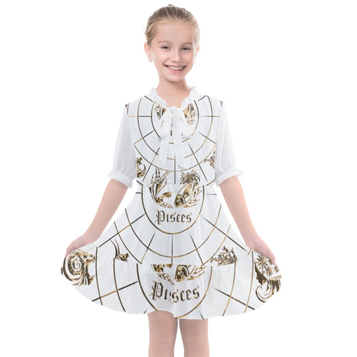 Pisces T-shirtpisces Gold Edition - 12 Zodiac In 1 T-shirt Kids  All Frills Chiffon Dress