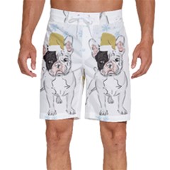 French Bulldog Christmas T- Shirt Happy New Year Frenchie Bulldog T- Shirt Men s Beach Shorts by ZUXUMI