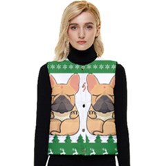 French Bulldog T- Shirt Cute French Bulldog Christmas T- Shirt (1) Women s Button Up Puffer Vest by ZUXUMI