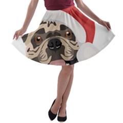 French Bulldog T- Shirt French Bulldog Merry Christmas T- Shirt (1) A-line Skater Skirt by ZUXUMI