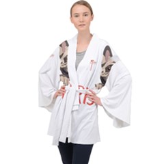 French Bulldog T- Shirt French Bulldog Merry Christmas T- Shirt (2) Long Sleeve Velvet Kimono 