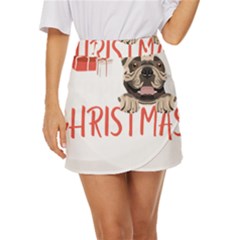 French Bulldog T- Shirt French Bulldog Merry Christmas T- Shirt (2) Mini Front Wrap Skirt by ZUXUMI