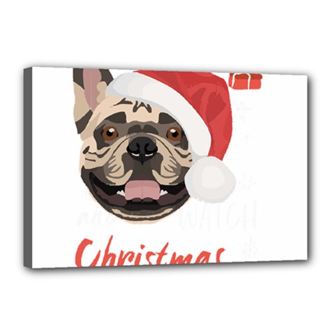 French Bulldog T- Shirt French Bulldog Merry Christmas T- Shirt Canvas 18  X 12  (stretched) by ZUXUMI