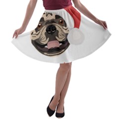 French Bulldog T- Shirt French Bulldog Merry Christmas T- Shirt A-line Skater Skirt by ZUXUMI