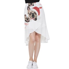 French Bulldog T- Shirt French Bulldog Merry Christmas T- Shirt Frill Hi Low Chiffon Skirt by ZUXUMI