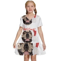 French Bulldog T- Shirt French Bulldog Merry Christmas T- Shirt Kids  Short Sleeve Tiered Mini Dress by ZUXUMI