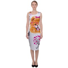 Pomeranian Dog T-shirtcute Pomeranian Dog Peeking Out Of A Mug T-shirt Sleeveless Pencil Dress