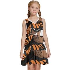 French Bulldog T- Shirt Frenchie Butterfly T- Shirt Kids  Sleeveless Tiered Mini Dress by ZUXUMI