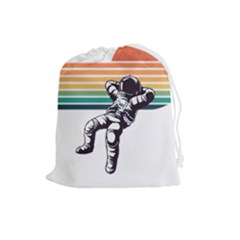 Funny Astronaut In Space T- Shirt Astronaut Relaxing In The Stars T- Shirt Drawstring Pouch (large) by ZUXUMI