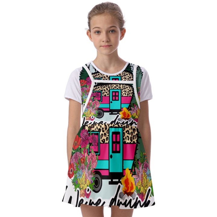 Funny Camping Sayings T- Shirt Funny Camping T- Shirt Kids  Short Sleeve Pinafore Style Dress