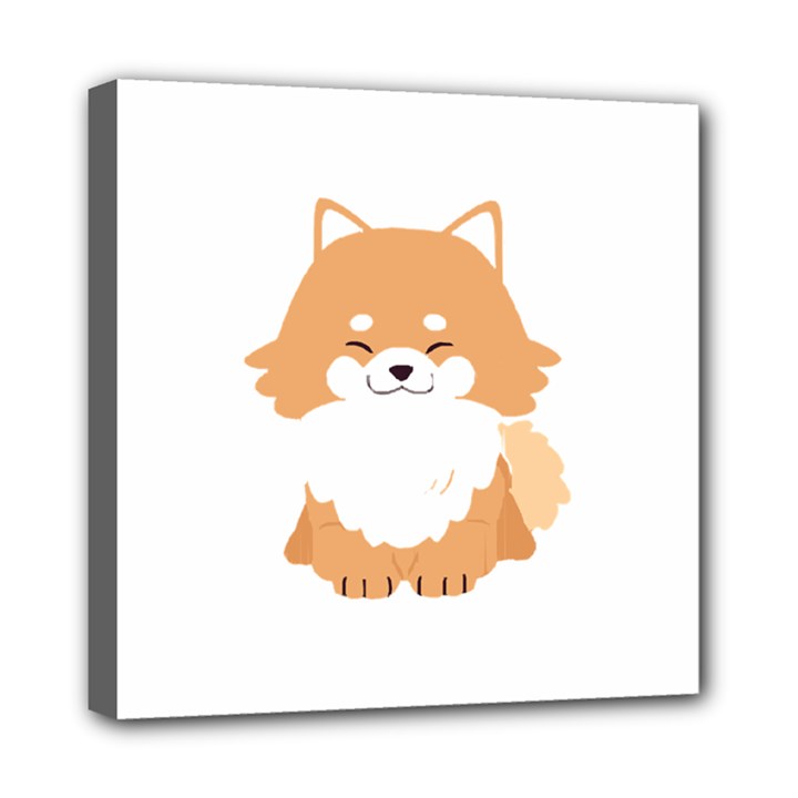 Pomeranian T-shirtwhite Look Calm Pomeranian 13 T-shirt Mini Canvas 8  x 8  (Stretched)