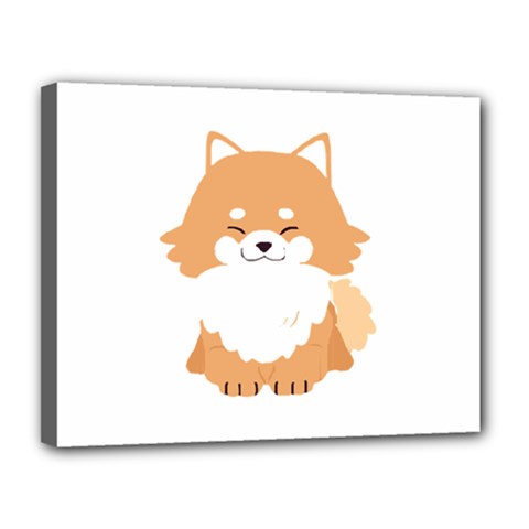 Pomeranian T-shirtwhite Look Calm Pomeranian 13 T-shirt Canvas 14  X 11  (stretched) by EnriqueJohnson