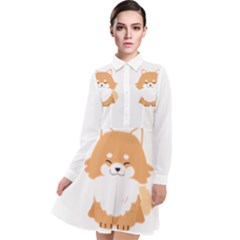 Pomeranian T-shirtwhite Look Calm Pomeranian 13 T-shirt Long Sleeve Chiffon Shirt Dress