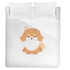 Pomeranian T-shirtwhite Look Calm Pomeranian 13 T-shirt Duvet Cover (queen Size) by EnriqueJohnson