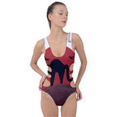 Funny Catzilla Petzilla Lovers T- Shirt Catzilla Funny Cat Shirt Humorous Cat T- Shirt Side Cut Out Swimsuit by ZUXUMI