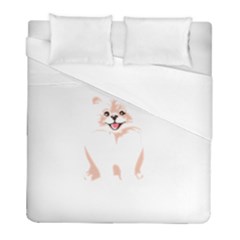 Pomeranian T-shirtwhite Look Calm Pomeranian 34 T-shirt Duvet Cover (full/ Double Size) by EnriqueJohnson