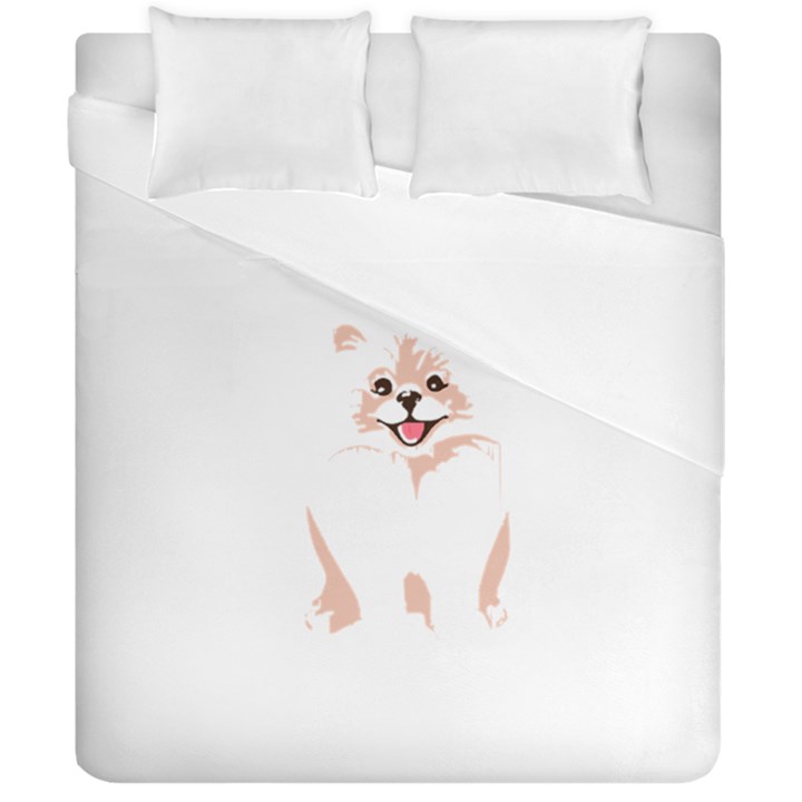 Pomeranian T-shirtwhite Look Calm Pomeranian 34 T-shirt Duvet Cover Double Side (California King Size)