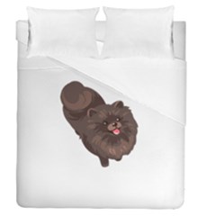 Pomeranian T-shirtwhite Look Calm Pomeranian 41 T-shirt Duvet Cover Double Side (queen Size) by EnriqueJohnson