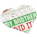 Funny Christmas Sweater T- Shirt Dear Santa My Brother Did It T- Shirt Wooden Puzzle Heart View3