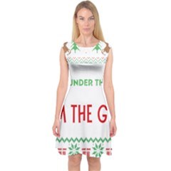 Funny Christmas Sweater T- Shirt Might As Well Sleep Under The Christmas Tree T- Shirt Capsleeve Midi Dress by ZUXUMI