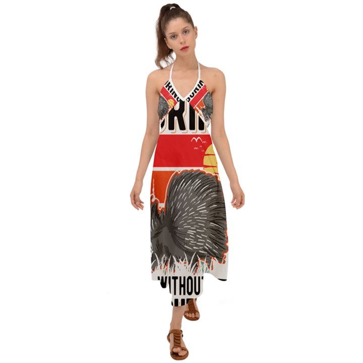 Porcupine T-shirtlife Would Be So Boring Without Porcupines T-shirt Halter Tie Back Dress 