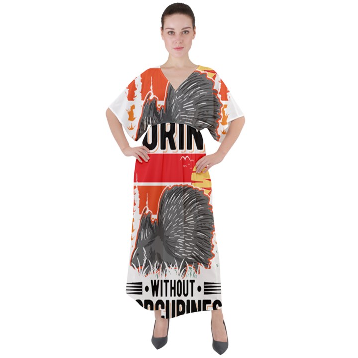 Porcupine T-shirtlife Would Be So Boring Without Porcupines T-shirt V-Neck Boho Style Maxi Dress