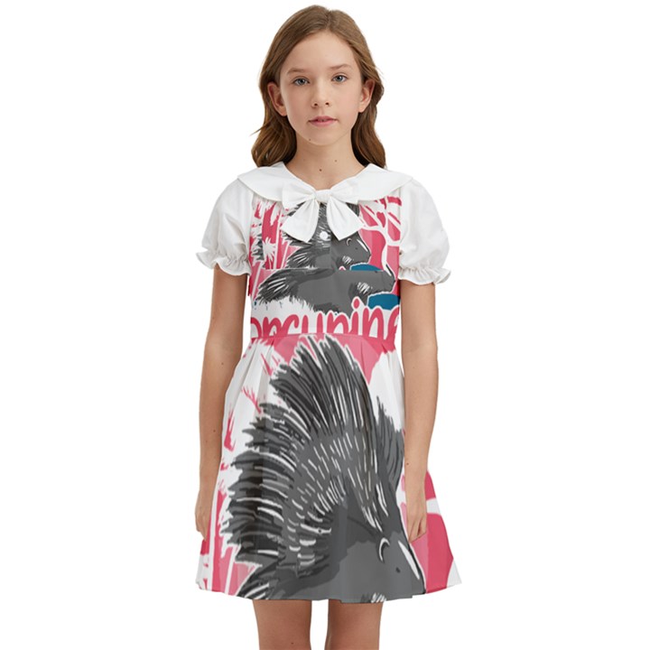 Porcupine T-shirtporcupine Girl T-shirt Kids  Bow Tie Puff Sleeve Dress