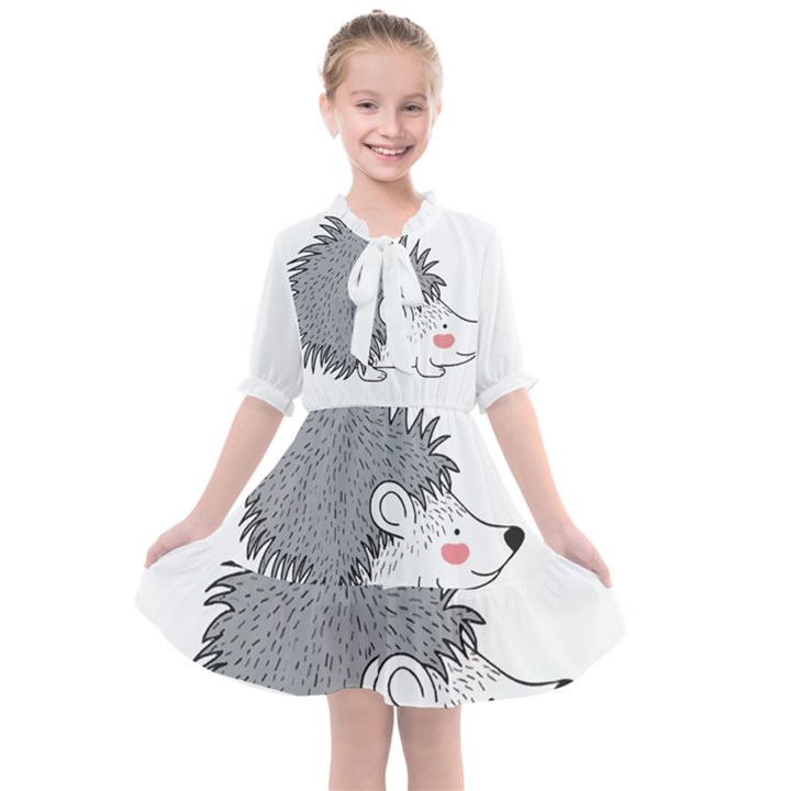 Porcupine T-shirtwhite Look Calm Porcupine 03 T-shirt Kids  All Frills Chiffon Dress