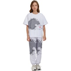 Porcupine T-shirtwhite Look Calm Porcupine 03 T-shirt Kids  T-shirt And Pants Sports Set by EnriqueJohnson