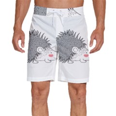 Porcupine T-shirtwhite Look Calm Porcupine 03 T-shirt Men s Beach Shorts by EnriqueJohnson