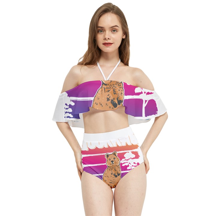 Quokka T-shirtbecause Quokkas Are Freaking Awesome T-shirt Halter Flowy Bikini Set 