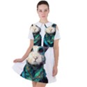 Rabbit T-shirtrabbit Watercolor Painting #rabbit T-shirt (1) Short Sleeve Shoulder Cut Out Dress  View1